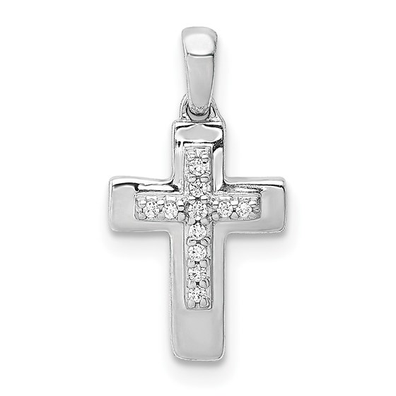 10K White Gold Diamond Cross Pendant - 17 mm 10K White Gold Diamond Cross Pendant - 17 mm