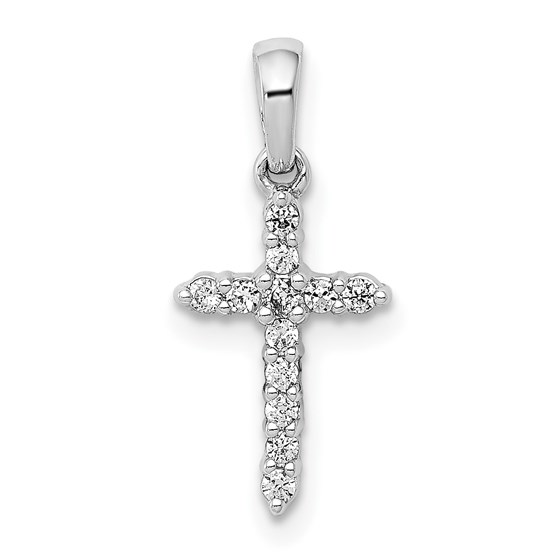 10K White Gold Diamond Cross Pendant - 18 mm 10K White Gold Diamond Cross Pendant - 18 mm
