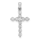 10K White Gold Diamond Cross Pendant - 22 mm