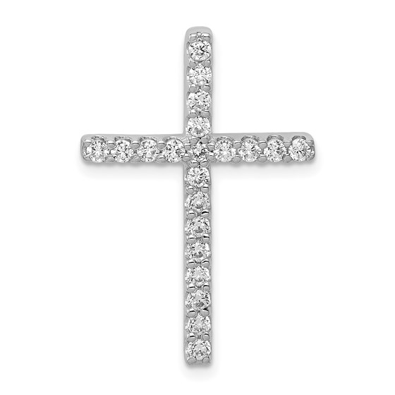 10K White Gold Diamond Cross Pendant - 27.5 mm