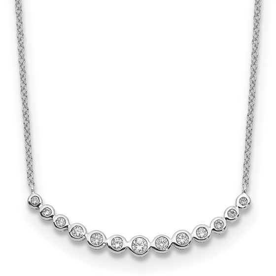 10K White Gold Diamond Curved Bar Necklace - 18 in.
