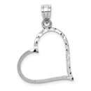 10K White Gold Diamond-cut Heart Pendant - 27 mm