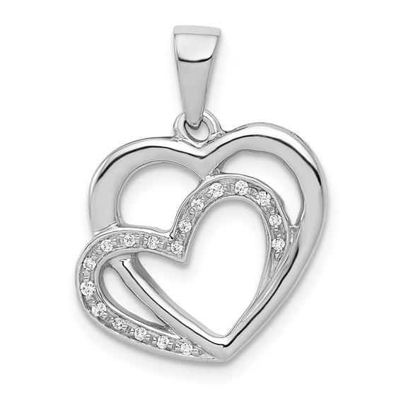 10K White Gold Diamond Entwined Hearts Pendant 10K White Gold Diamond Entwined Hearts Pendant