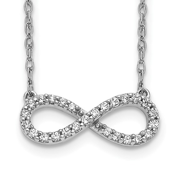 10K White Gold Diamond Infinity Symbol Necklace - 18 in.