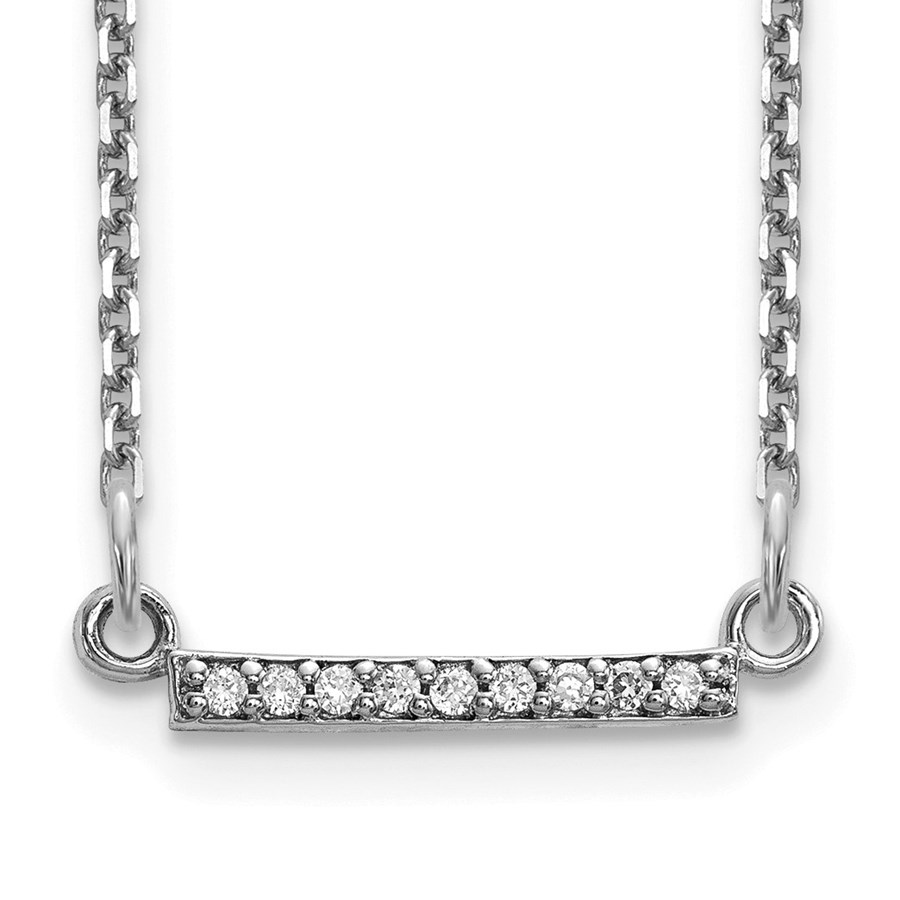 10K White Gold Diamond Tiny Bar Necklace - 18 in.