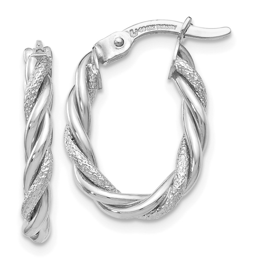 10K White Gold Earrings - 18 mm