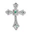 10K White Gold Emerald Fleur de Lis Cross Chain Slide - 25.2 mm