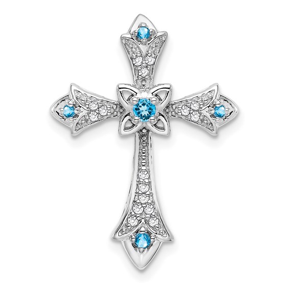 10K White Gold Fleur de Lis Cross Chain Slide - 25.2 mm 10K White Gold Fleur de Lis Cross Chain Slide - 25.2 mm