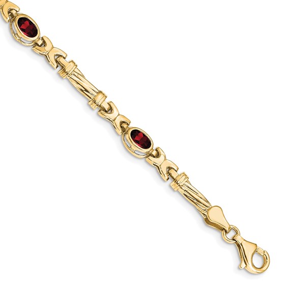 10K White Gold Garnet 4 Stone Bracelet - 7.25 in. 10K White Gold Garnet 4 Stone Bracelet - 7.25 in.
