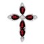 10K White Gold Garnet and Diamond Cross Chain Slide - 28 mm