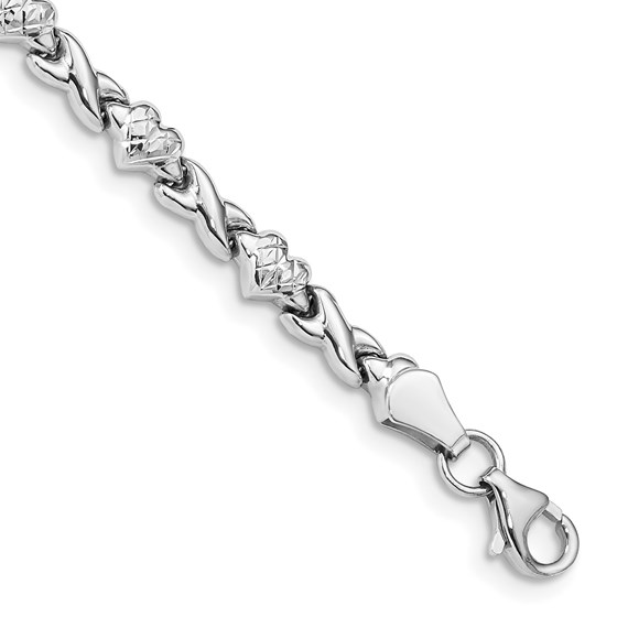 10K White Gold Heart & X Bracelet - 7 in. 10K White Gold Heart & X Bracelet - 7 in.