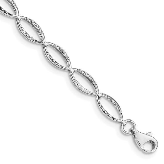 10K White Gold Oval Link Bracelet - 7.25 in. 10K White Gold Oval Link Bracelet - 7.25 in.