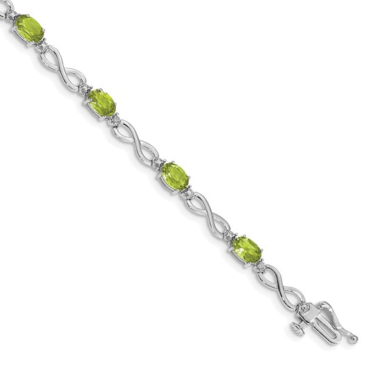 10K White Gold Peridot and Diamond Infinity Bracelet - 7 in. 10K White Gold Peridot and Diamond Infinity Bracelet - 7 in.