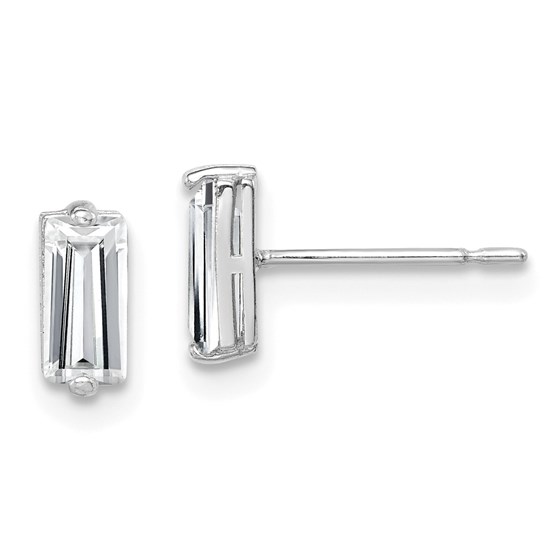 10K White Gold Polished Cubic Zirconia Stud Earrings - 52 mm 10K White Gold Polished Cubic Zirconia Stud Earrings - 52 mm