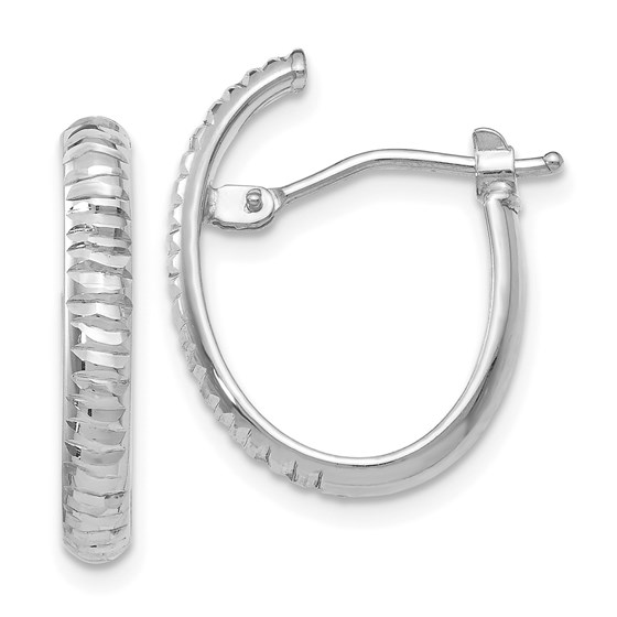 10K White Gold Polished D/C Hoop Earrings - 17.75 mm 10K White Gold Polished D/C Hoop Earrings - 17.75 mm