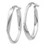 10K White Gold Polished & D/C Oval Hoop Earrings - 30 mm