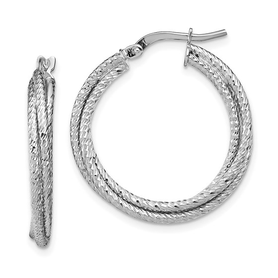 10K White Gold Polished D/C Tri-Hoop Earrings - 16.5 mm 10K White Gold Polished D/C Tri-Hoop Earrings - 16.5 mm