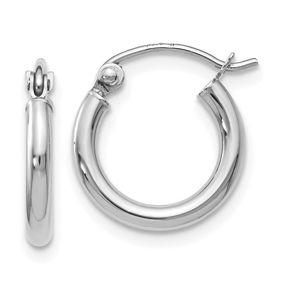 10K White Gold Polished Hinged Hoop Earrings - 13 mm 10K White Gold Polished Hinged Hoop Earrings - 13 mm