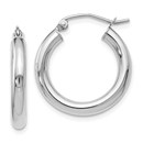 10K White Gold Polished Hinged Hoop Earrings - 20 mm