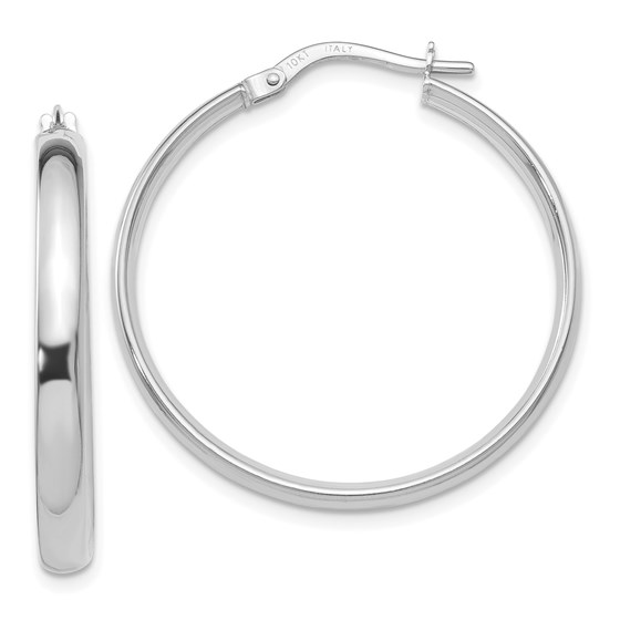 10K White Gold Polished Hoop Earrings - 29 mm 10K White Gold Polished Hoop Earrings - 29 mm