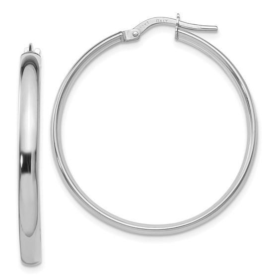 10K White Gold Polished Hoop Earrings - 34.5 mm 10K White Gold Polished Hoop Earrings - 34.5 mm
