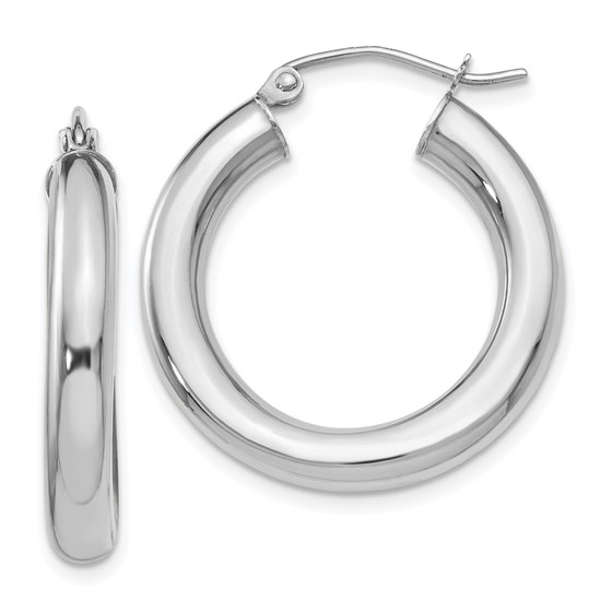 10K White Gold Polished Lightweight Hoop Earrings - 26 mm 10K White Gold Polished Lightweight Hoop Earrings - 26 mm