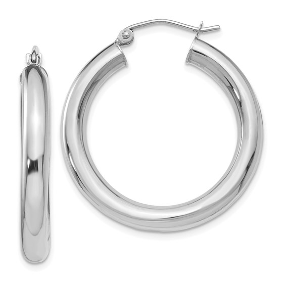 10K White Gold Polished Lightweight Hoop Earrings - 31.5 mm 10K White Gold Polished Lightweight Hoop Earrings - 31.5 mm