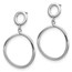 10K White Gold Polished Round Post Dangle Earrings - 37 mm