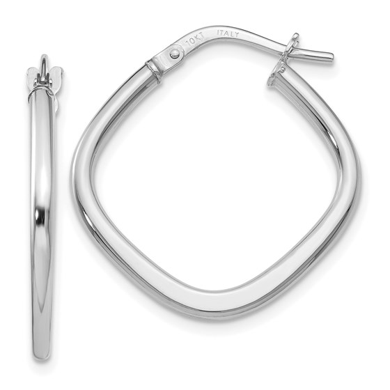 10K White Gold Polished Square Hoop Earrings - 21 mm 10K White Gold Polished Square Hoop Earrings - 21 mm