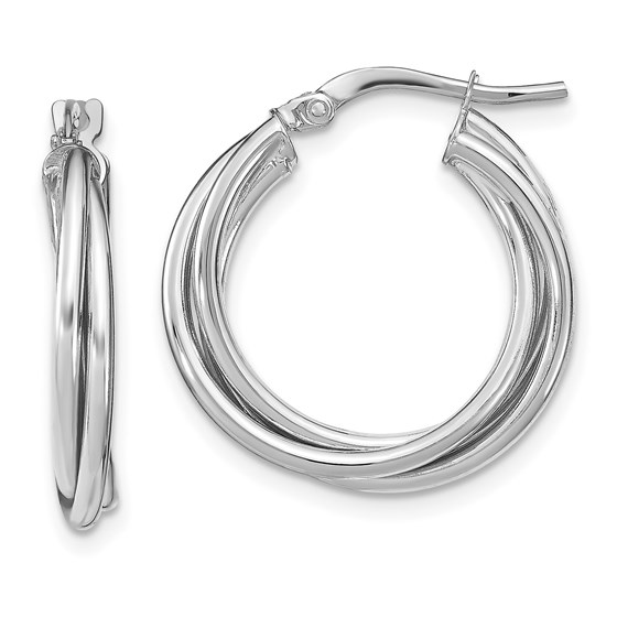 10K White Gold Polished Tri-Hoop Earrings - 21.6 mm 10K White Gold Polished Tri-Hoop Earrings - 21.6 mm