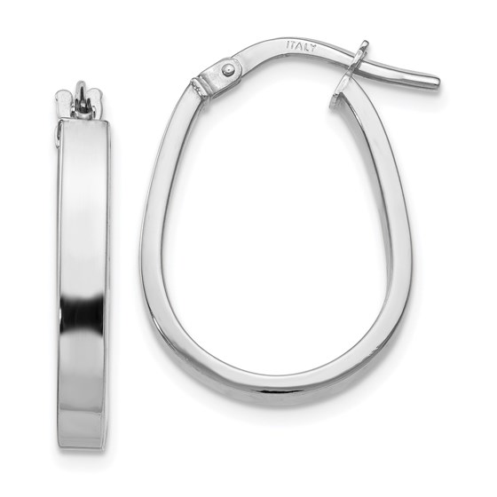 10K White Gold Polished U-Shape Hoop Earrings - 22 mm 10K White Gold Polished U-Shape Hoop Earrings - 22 mm