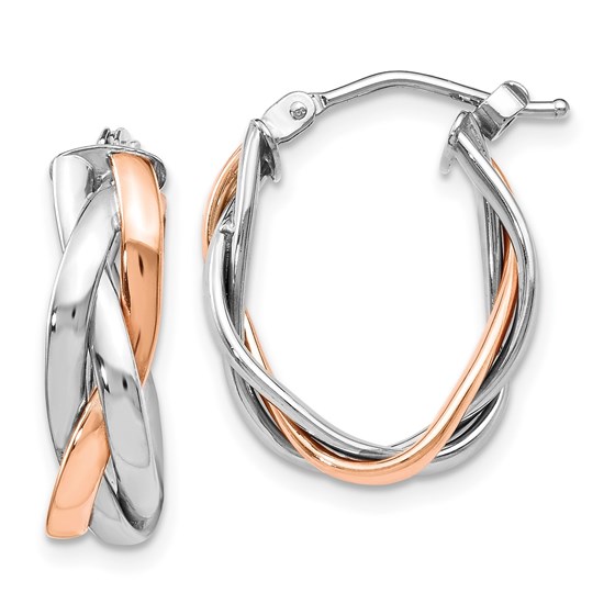 10K White Gold Rose Rhodium-plated Hoop Earrings - 21 mm 10K White Gold Rose Rhodium-plated Hoop Earrings - 21 mm