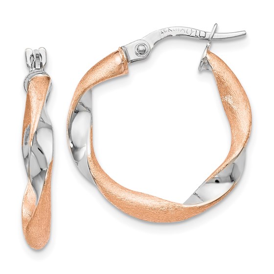 10K White Gold Rose-tone Twisted Hoop Earrings - 22.5 mm 10K White Gold Rose-tone Twisted Hoop Earrings - 22.5 mm