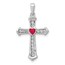 10K White Gold Ruby and Diamond Heart Cross Pendant - 26 mm