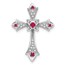 10K White Gold Ruby Diamond Fleur de Lis Cross Slide - 25.2 mm