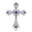 10K White Gold Sapphire Fleur de Lis Cross Chain Slide - 25.2 mm