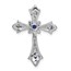 10K White Gold Sapphire Fleur de Lis Cross Chain Slide - 25.2 mm