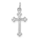 10K White Gold Small Diamond Budded Cross Pendant - 21.5 mm
