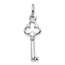 10K White Gold Solid Key Charm - 22 mm