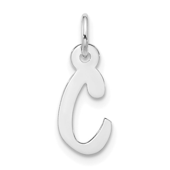 10K White Goldw Large Slanted Block Initial C Charm - 21.25 mm 10K White Goldw Large Slanted Block Initial C Charm - 21.25 mm