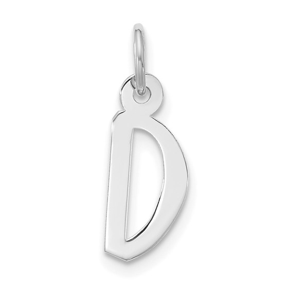 10K White Goldw Large Slanted Block Initial D Charm - 21 mm 10K White Goldw Large Slanted Block Initial D Charm - 21 mm