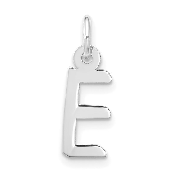 10K White Goldw Large Slanted Block Initial E Charm - 21.05 mm 10K White Goldw Large Slanted Block Initial E Charm - 21.05 mm