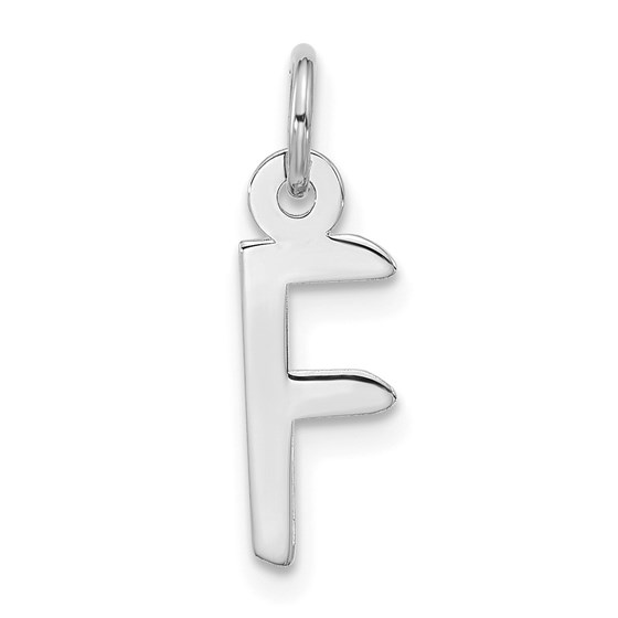 10K White Goldw Large Slanted Block Initial F Charm - 21.15 mm 10K White Goldw Large Slanted Block Initial F Charm - 21.15 mm