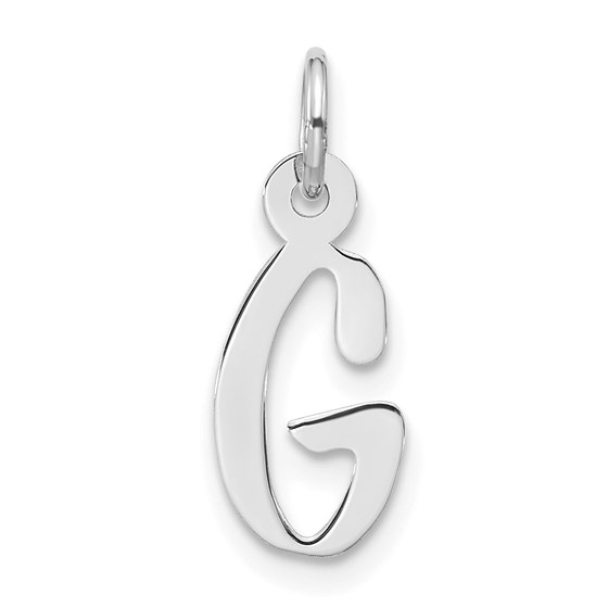 10K White Goldw Large Slanted Block Initial G Charm - 21.05 mm 10K White Goldw Large Slanted Block Initial G Charm - 21.05 mm