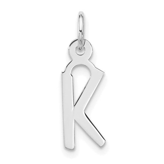 10K White Goldw Large Slanted Block Initial K Charm - 22.25 mm 10K White Goldw Large Slanted Block Initial K Charm - 22.25 mm