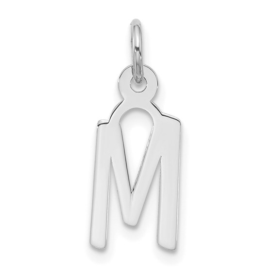 10K White Goldw Large Slanted Block Initial M Charm - 22.35 mm 10K White Goldw Large Slanted Block Initial M Charm - 22.35 mm