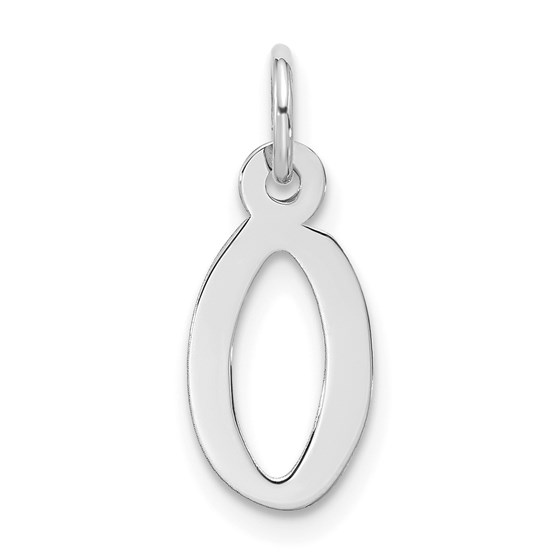 10K White Goldw Large Slanted Block Initial O Charm - 20.9 mm 10K White Goldw Large Slanted Block Initial O Charm - 20.9 mm