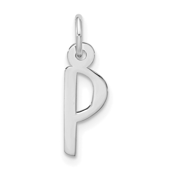10K White Goldw Large Slanted Block Initial P Charm - 21.15 mm 10K White Goldw Large Slanted Block Initial P Charm - 21.15 mm
