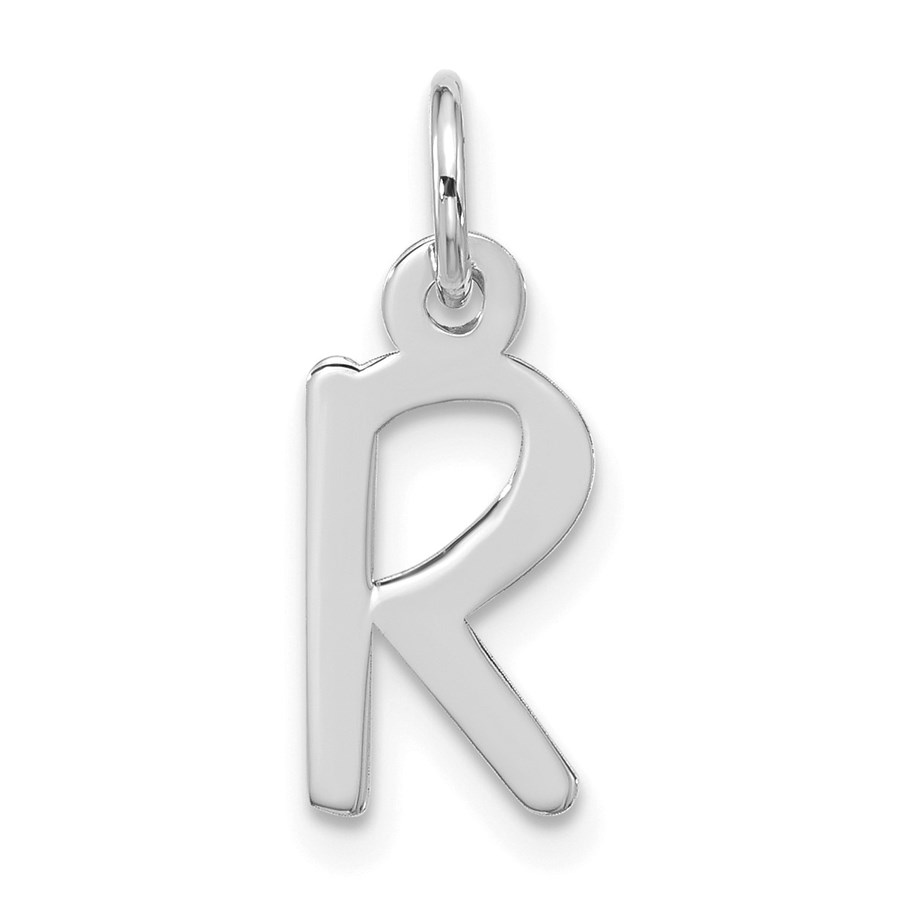 10K White Goldw Large Slanted Block Initial R Charm - 20.95 mm