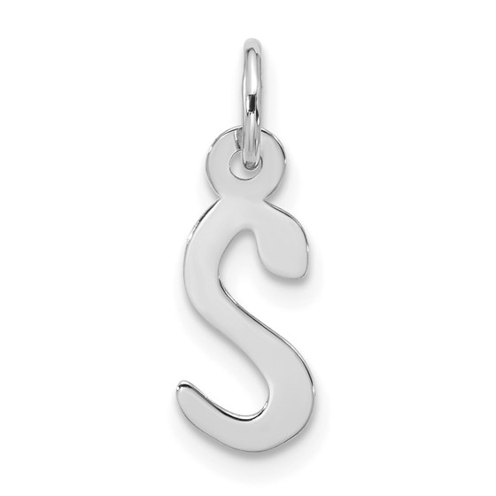 10K White Goldw Large Slanted Block Initial S Charm - 20.9 mm 10K White Goldw Large Slanted Block Initial S Charm - 20.9 mm